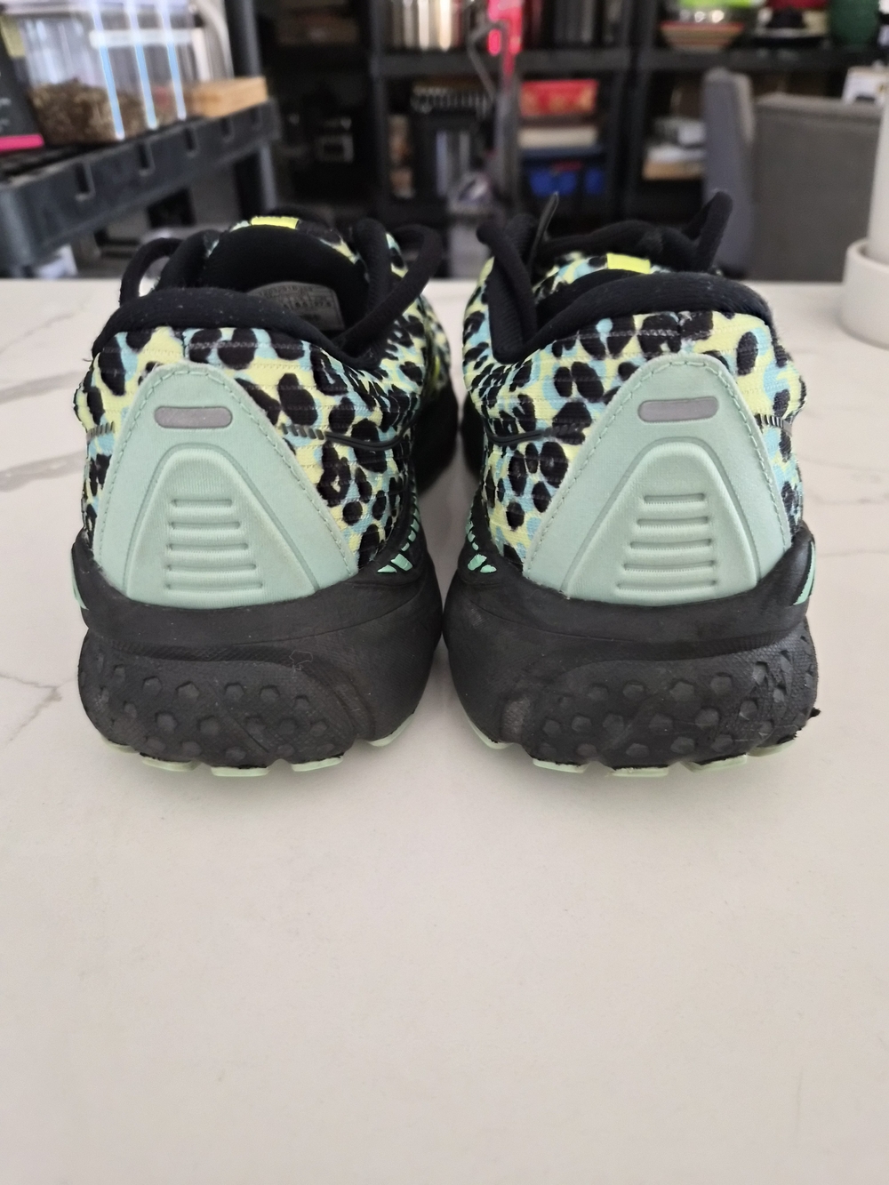 Brooks Women's Adrenaline21 Sneakers - Neon Yellow & Black Leopard Print - Picture 3 of 4